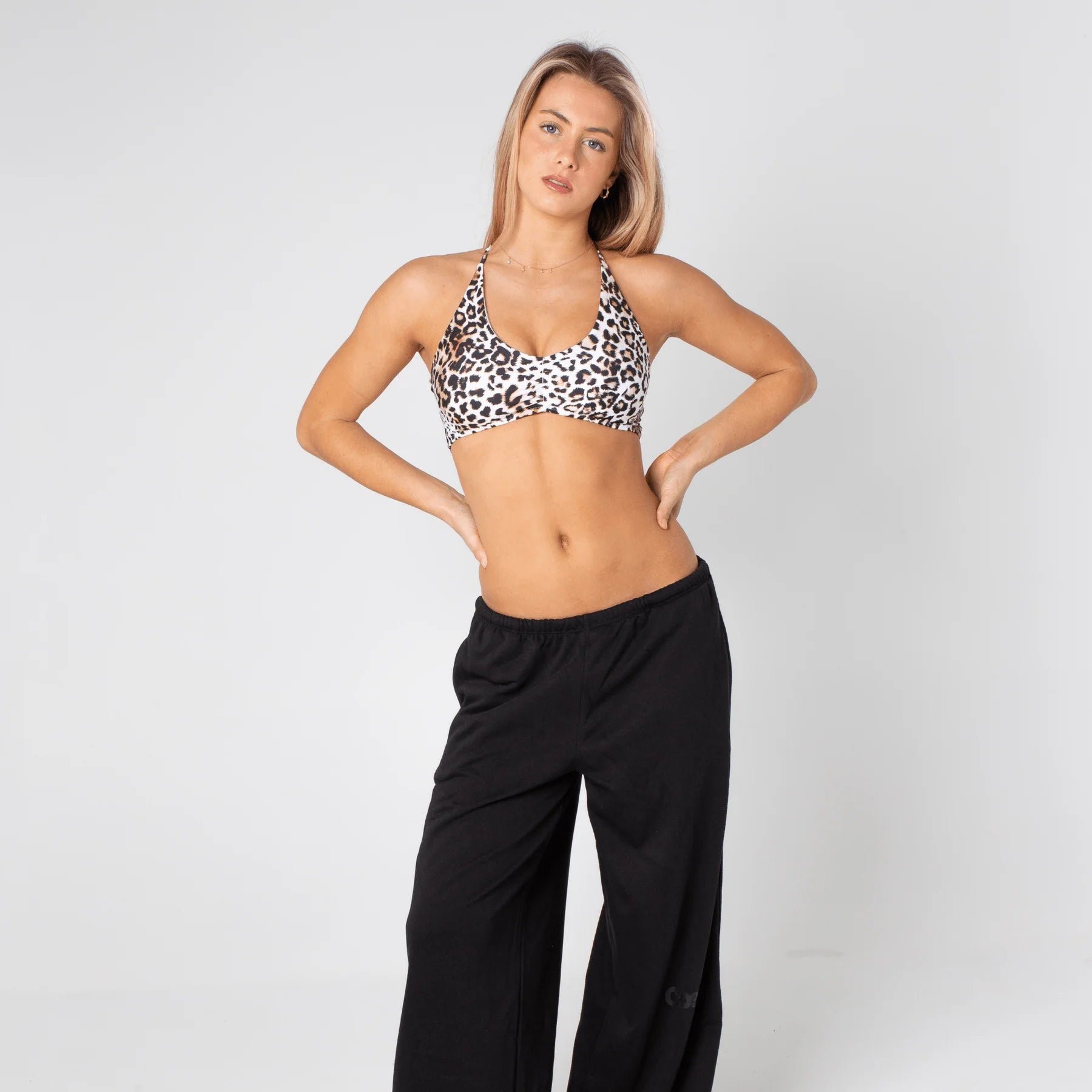 Xyla Crop Feather Leopard Print