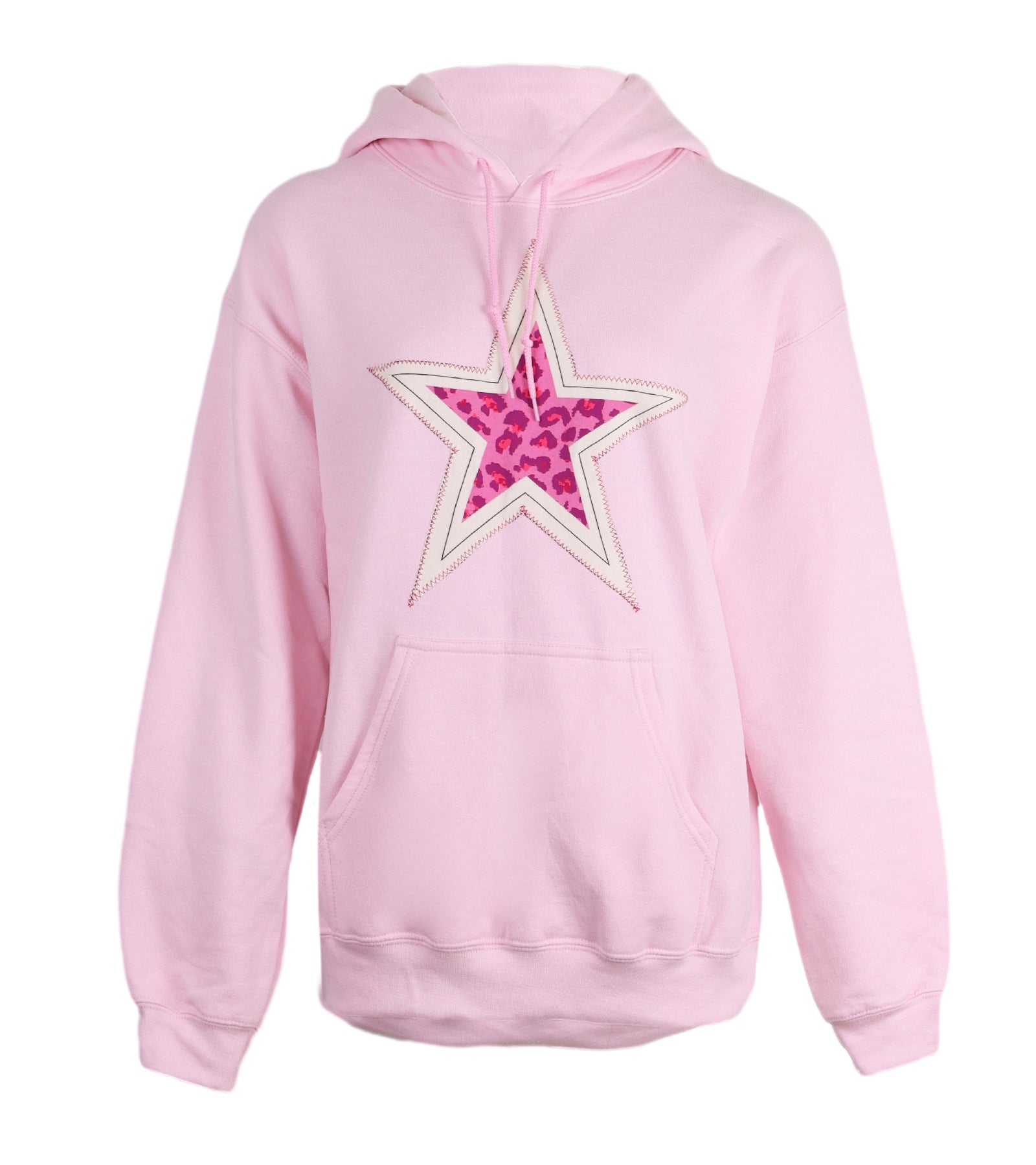 Patchwork Star 5 Applique Hoodie Pink Tart