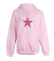 Patchwork Star 5 Applique Hoodie Pink Tart