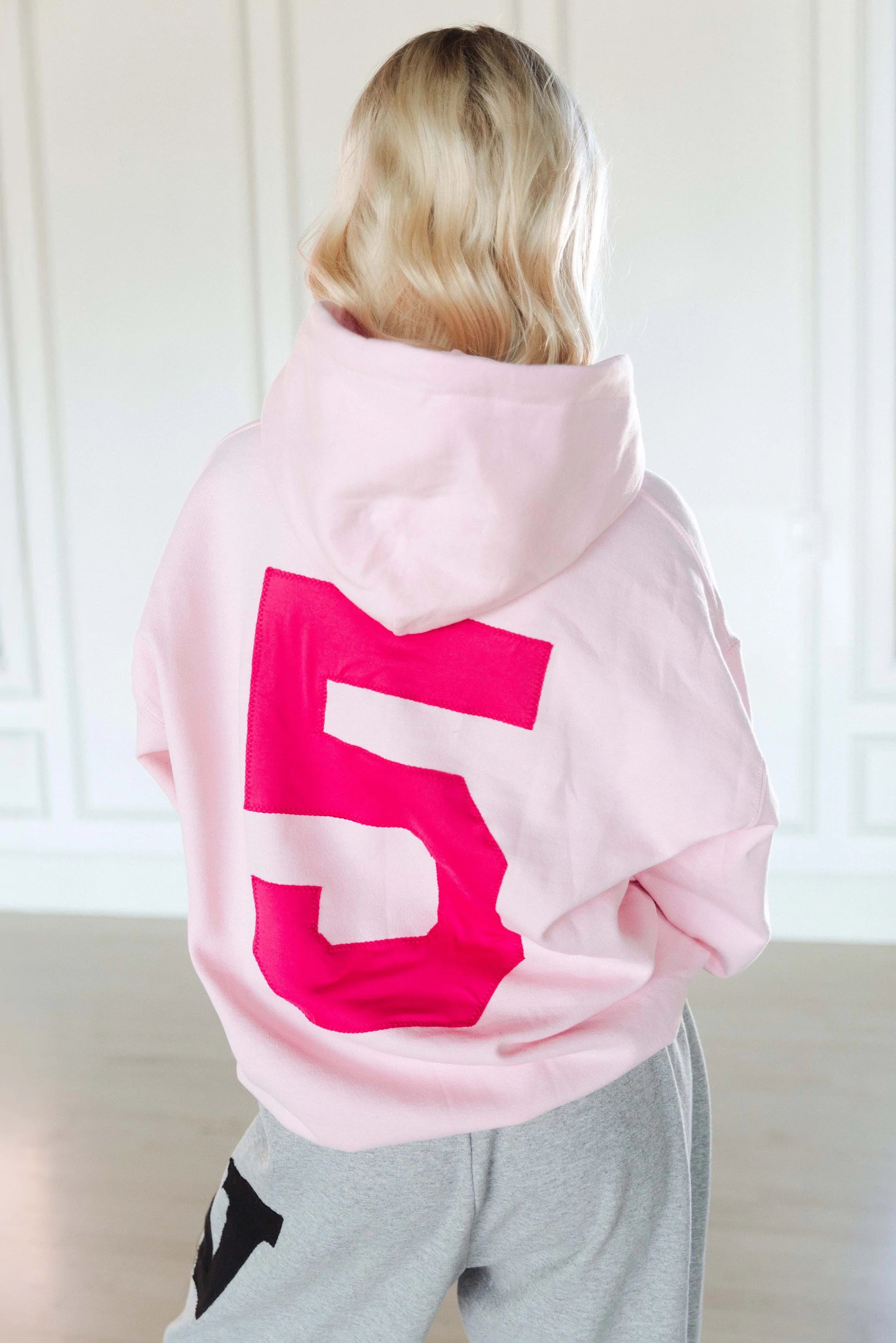 Patchwork Star 5 Applique Hoodie Pink Tart