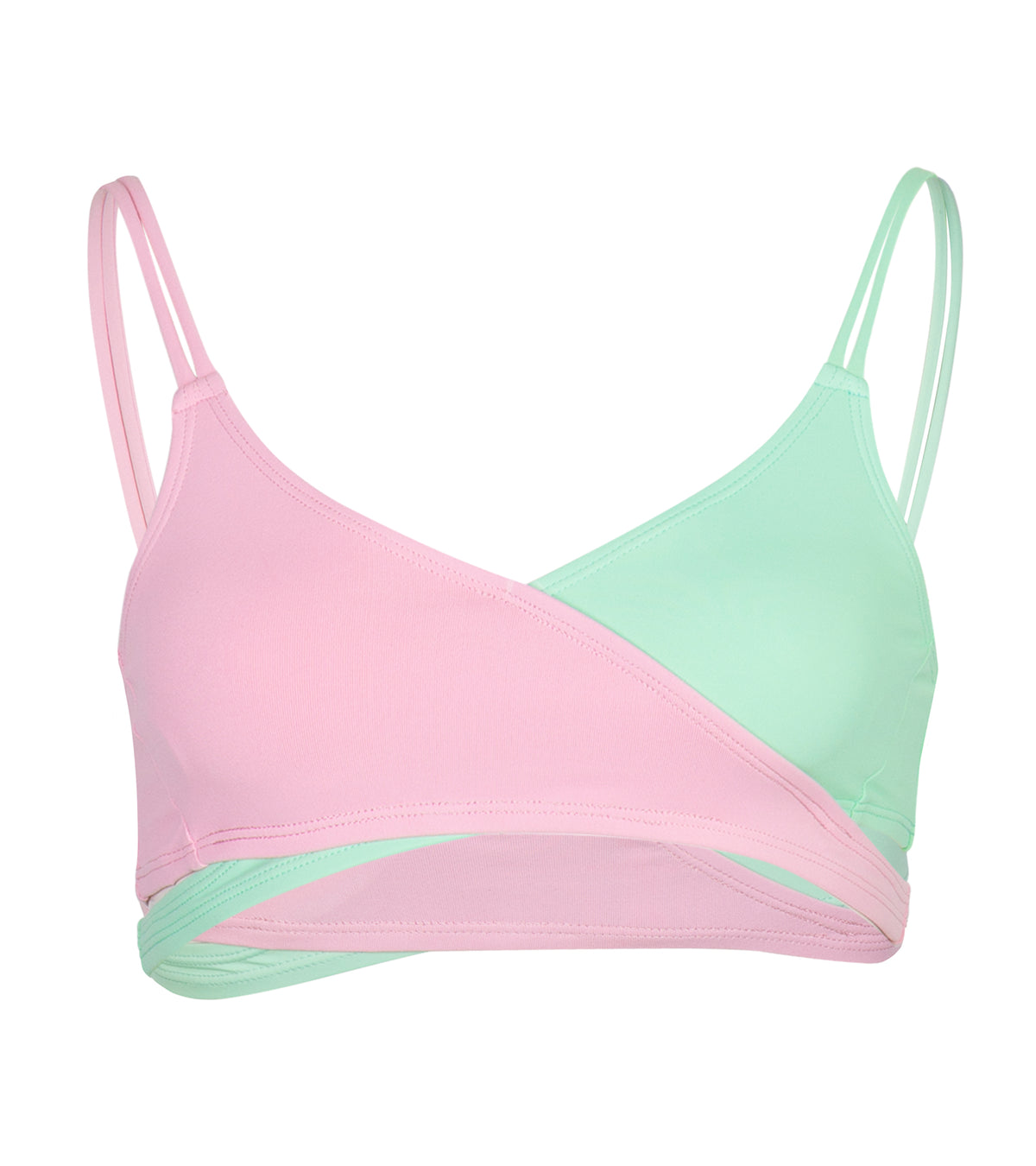 2-Tone Wrap Top Pink Panther/Bright Mint