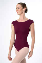 Classic Ballet Leotard with American-Cut Shoulders, Boat Neck and Open Back Garnet